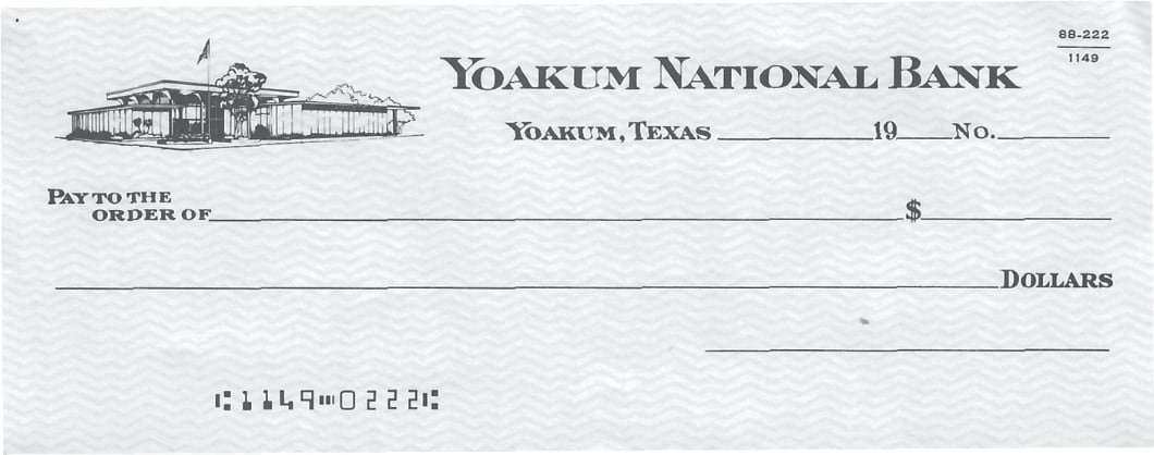 Yoakum national bank personal check