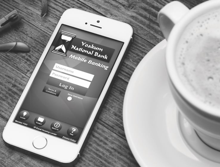 Yoakum national bank mobile banking app and cappuccino